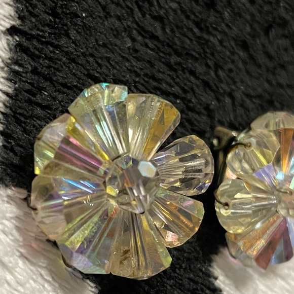 Prismatic cone shape AB Crystal Earrings - Picture 3 of 7